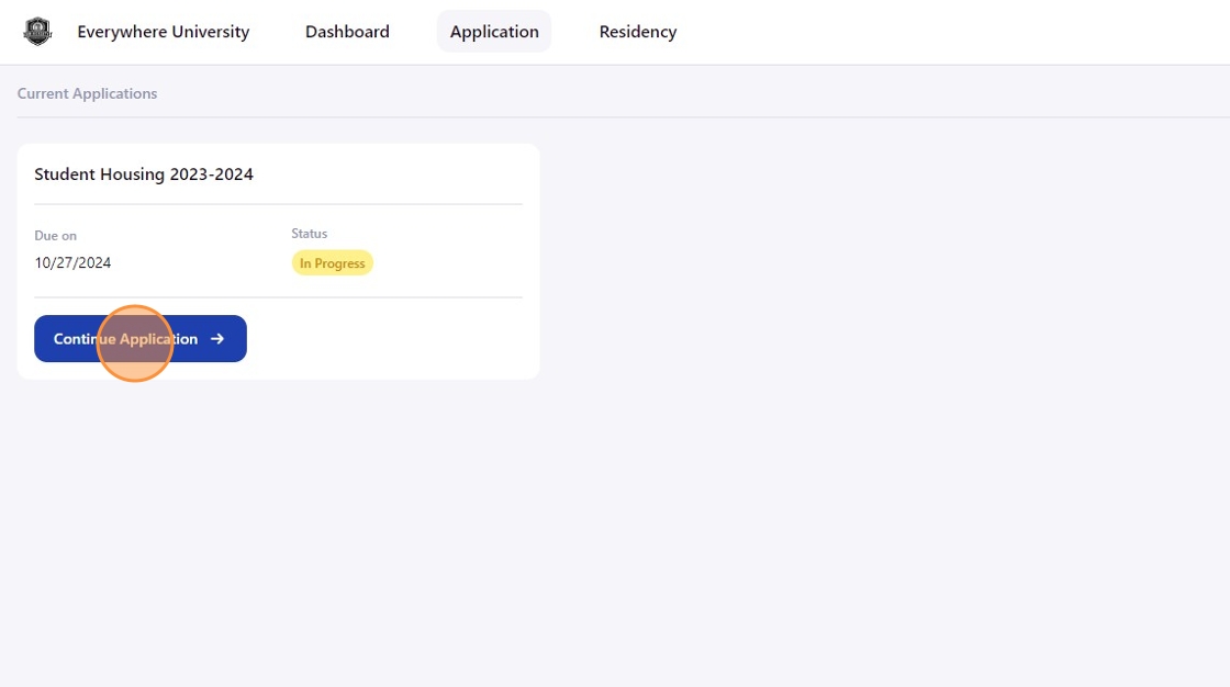 An image showing where to click on the complete application button in the housing portal. 