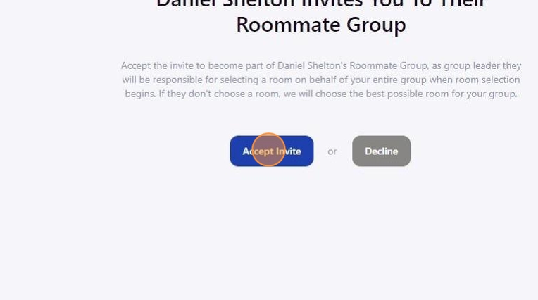 image showing where to click the accept invite button in the housing portal.