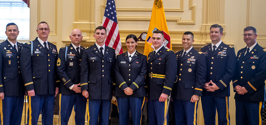 ROTC members in uniform at ceremony