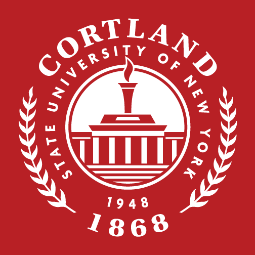 University seal in white on red background