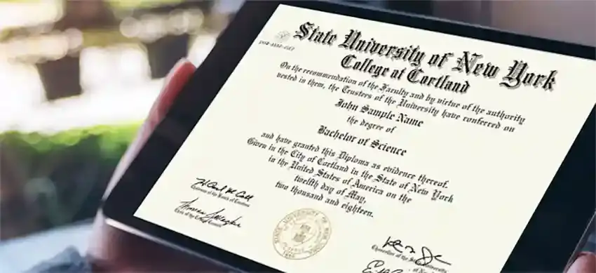 viewing a diploma on a tablet