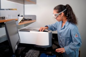 Student using Fluorimeter