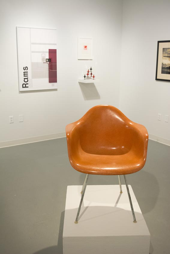 Work by Charles and Ray Eames on display at the Dowd Gallery, SUNY Cortland, as part of the “Artists as Collectors” exhibition. 