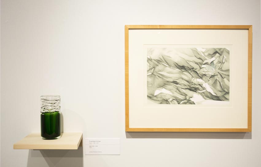 Work by František Vízner and Susan Hepmansperger on display at the Dowd Gallery, SUNY Cortland, as part of the “Artists as Collectors” exhibition.  