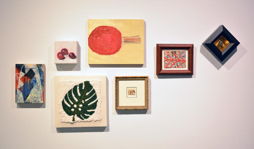 Works on display at the Dowd Gallery, SUNY Cortland, as part of the “Artists as Collectors” exhibition.   