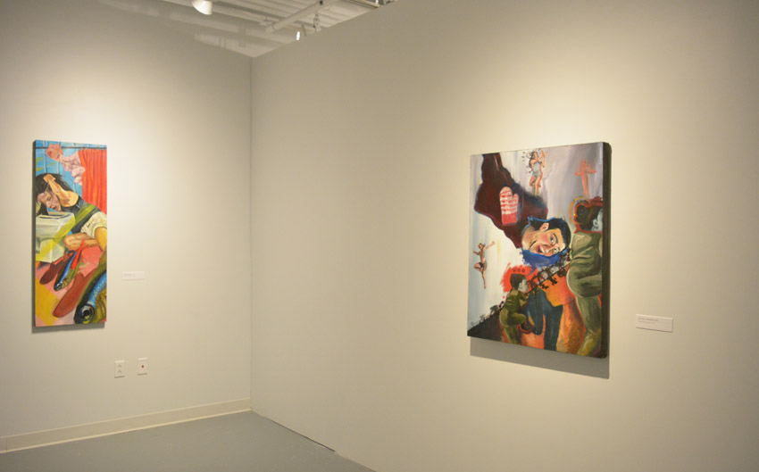 A view into the east gallery featuring works by the BFA candidate Samantha Reali.