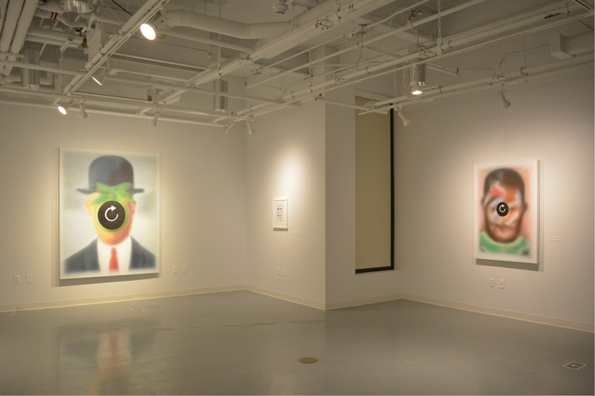 A view into the west gallery featuring works by the BFA candidate Stephen Buscemi.