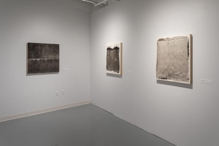 View into the east interior of Dowd Gallery featuring small format drawings and paintings by Binghamton-based artist Natalija Mijatović. Image: Marcus Newton. 