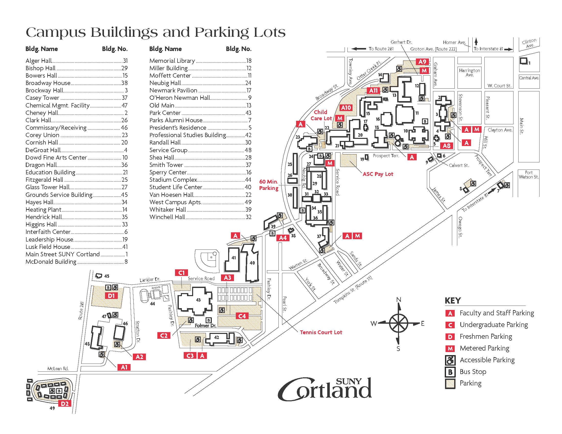 Campus Parking Map Suny Cortland
