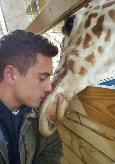 Lucas and April the giraffe