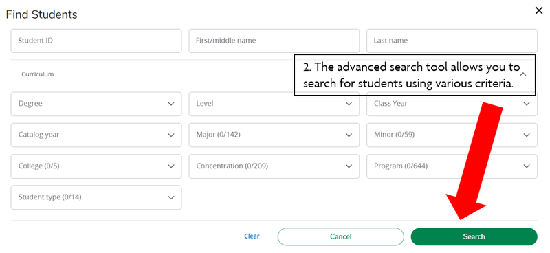 advanced search showing the various criteria