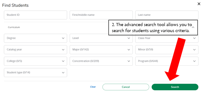 2) advanced search shows the various criteria