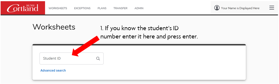 find student using ID number