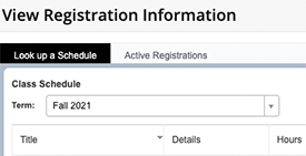 Choose Registration Term Screen Shot