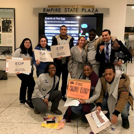 Students holding signs at Lobby Day 2020